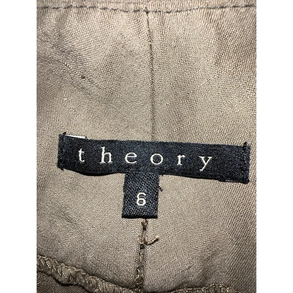 THEORY Women's‎ Brown Tailored Flat Front Flare Leg Linen Blend Trouser Size 6 - Picture 4 of 10
